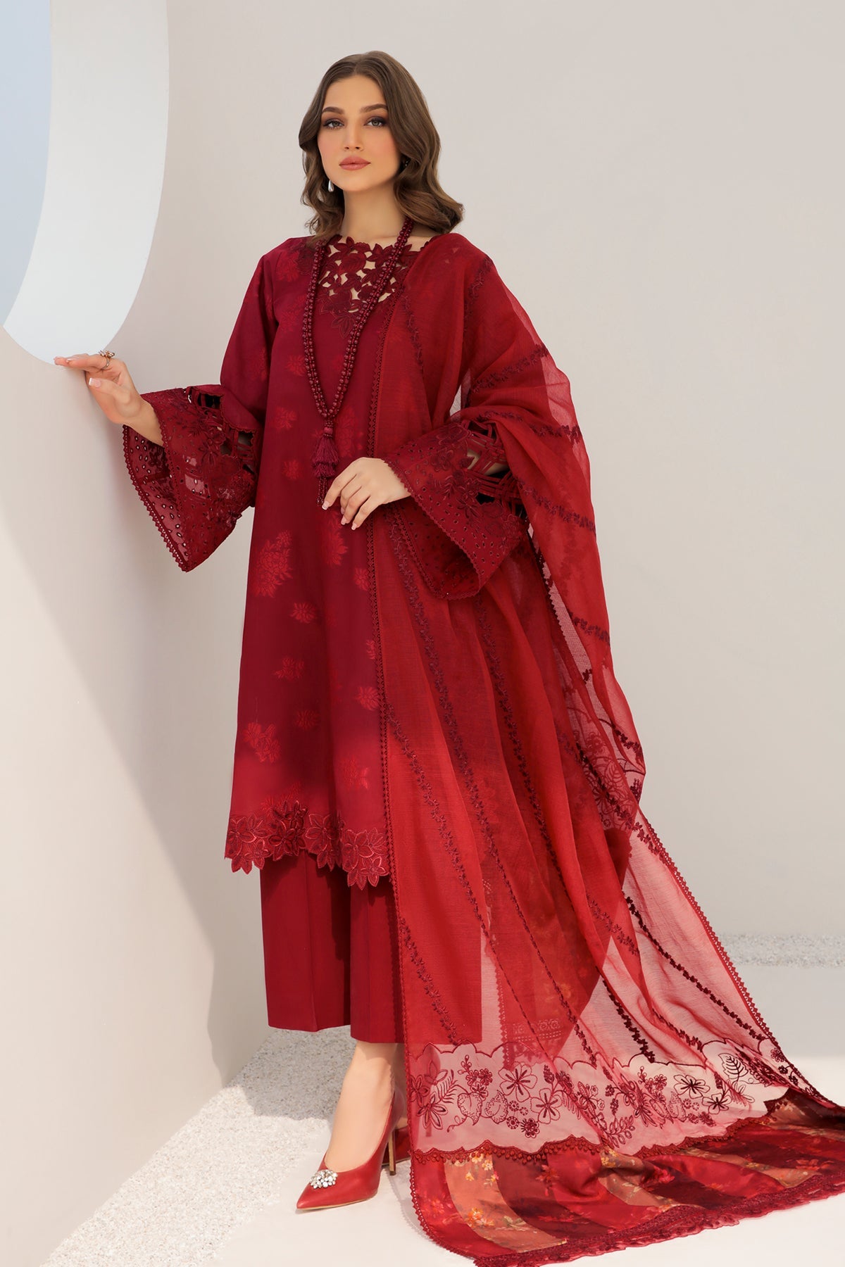 EMBROIDERED JACQUARD LAWN UF-300