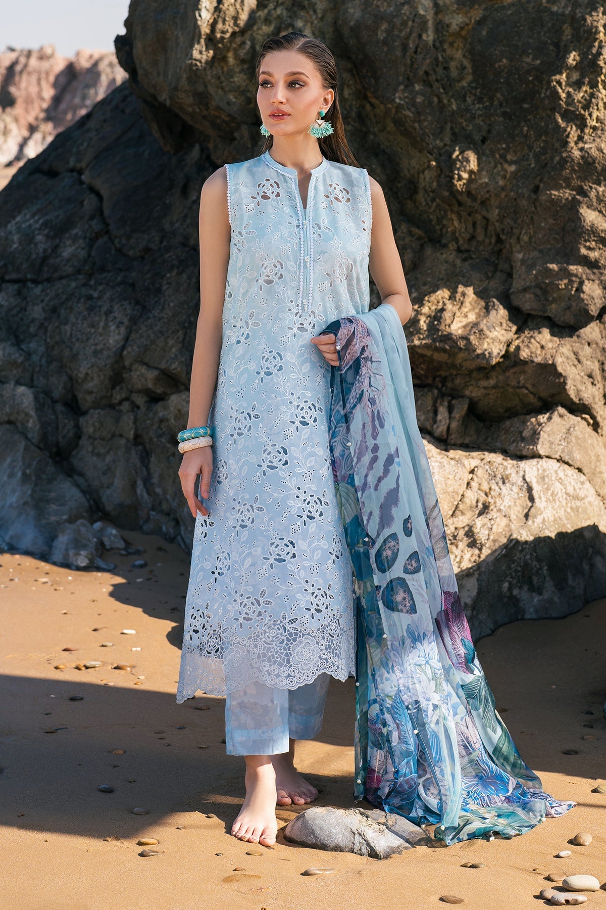 EMBROIDERED PRINTED LAWN SF-4109