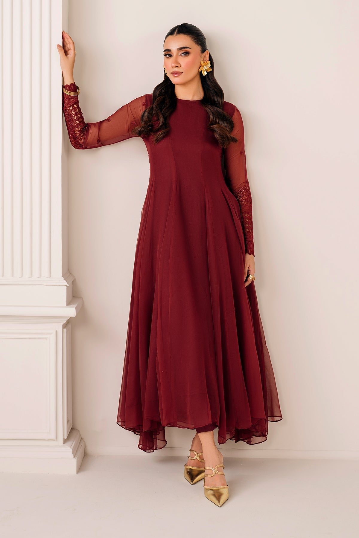EMBROIDERED CHIFFON FROCK PR-1126