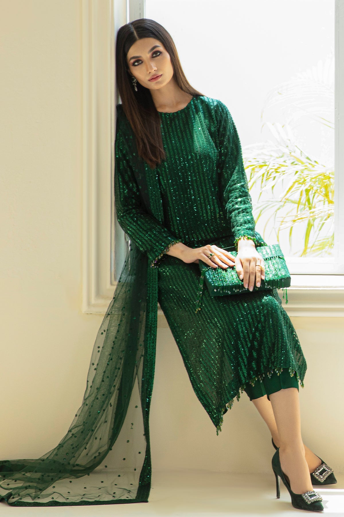 slim fit dress slacks 2-Piece Fancy Embroidered Net Party Wear Dress main image 0