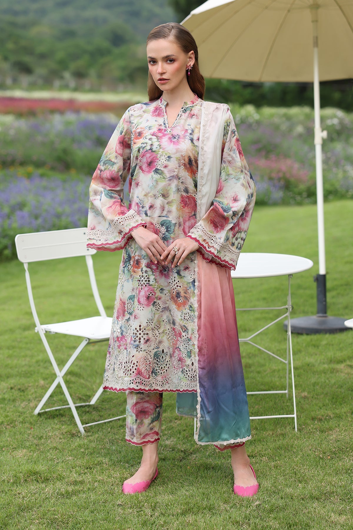 EMBROIDERED PRINTED LAWN UF-4234
