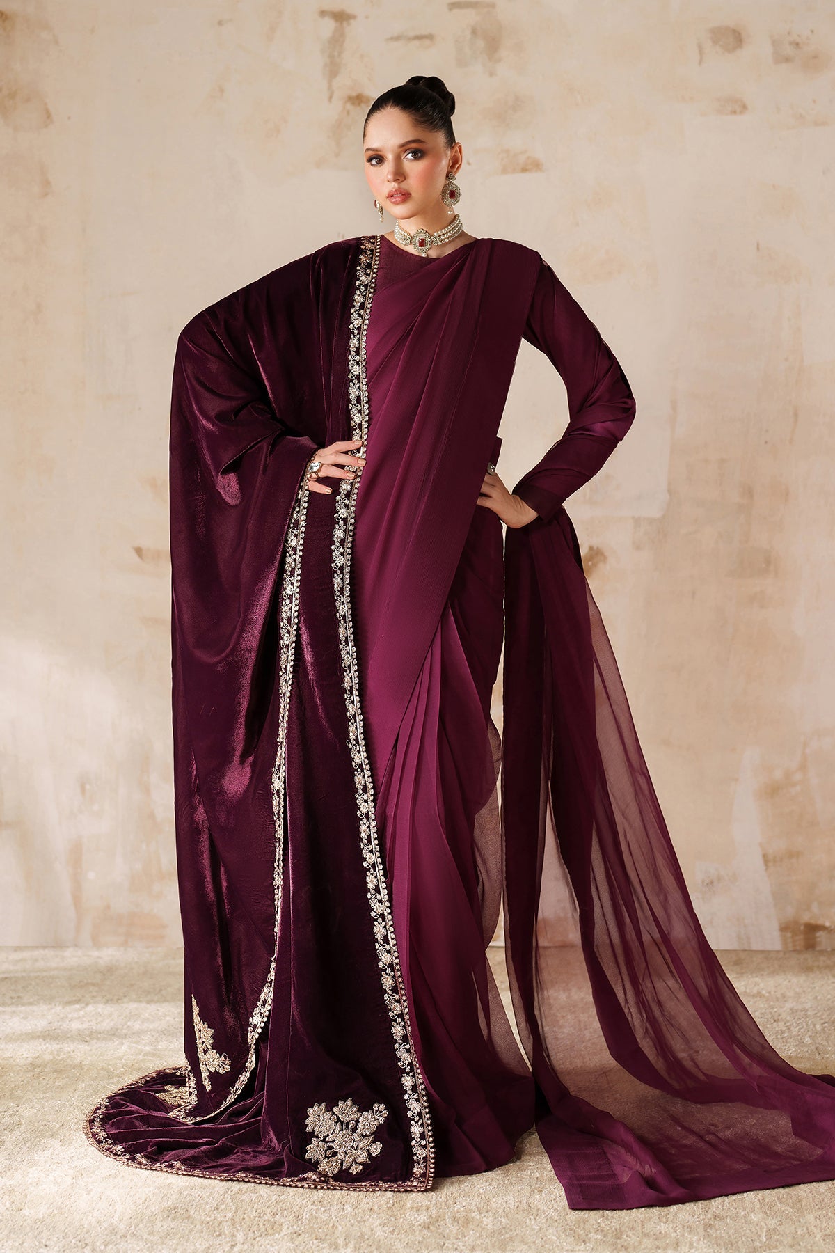 EMBROIDERED VELVET SHAWL VS-60