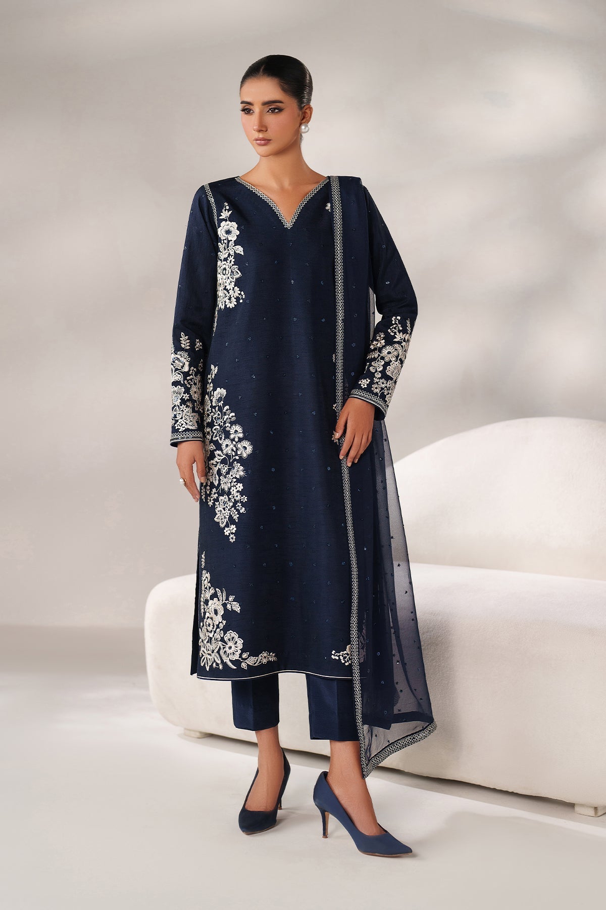 EMBROIDERED RAW SILK PR-1249