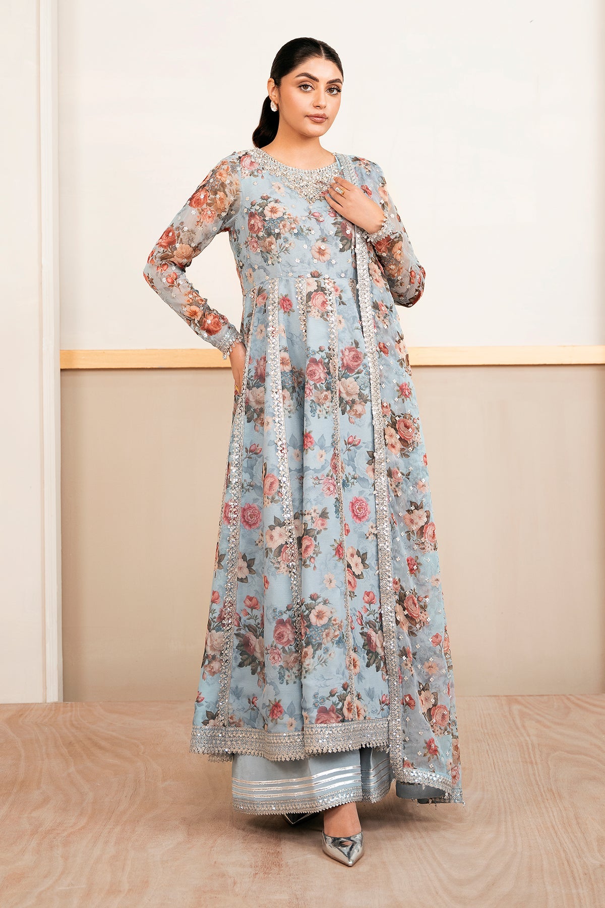 EMBELLISHED PRINTED CHIFFON PR-1058