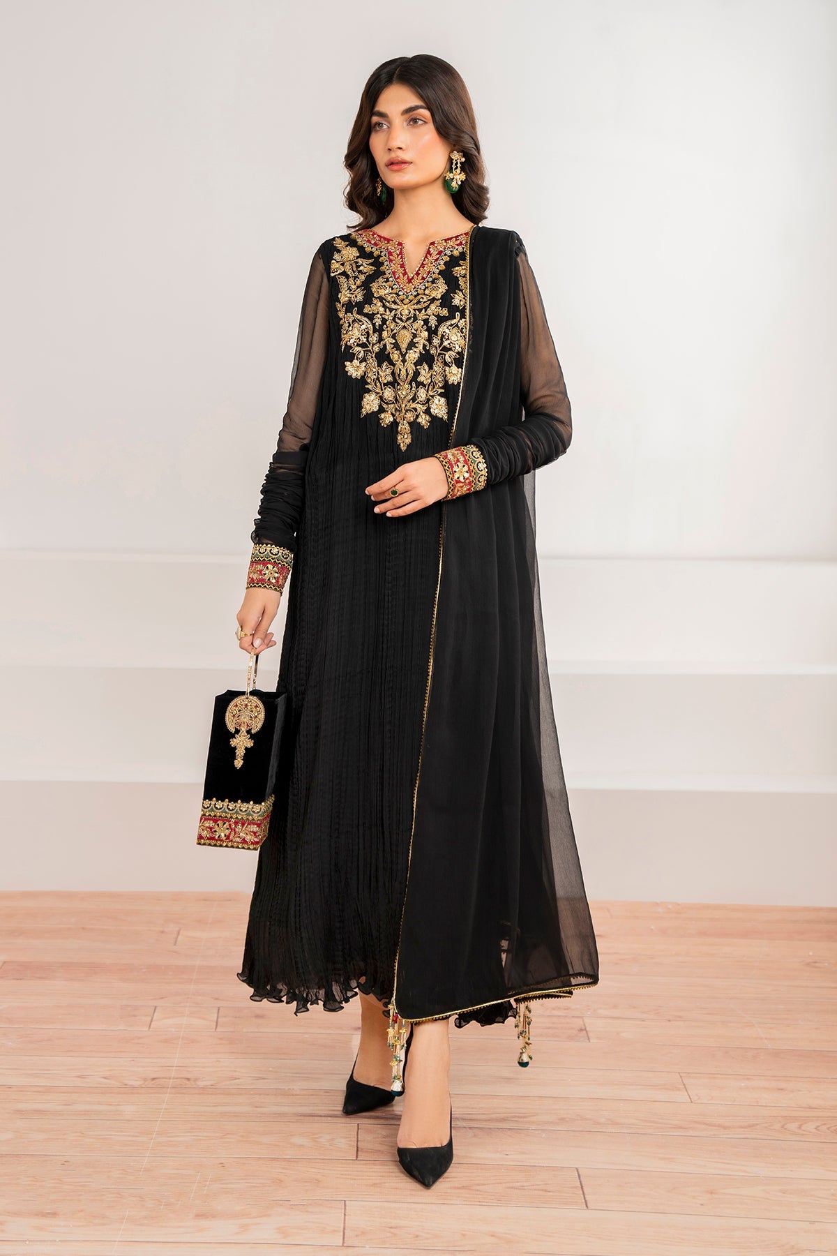 EMBROIDERED CRUSH CHIFFON PR-992