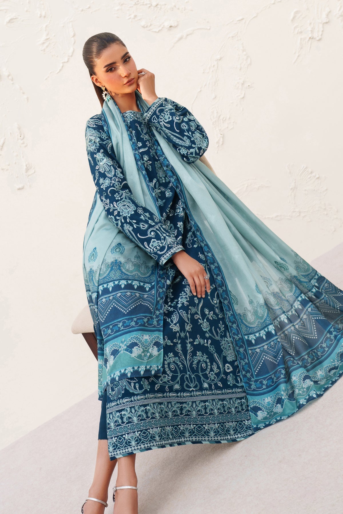EMBROIDERED RAW SILK SF-4384