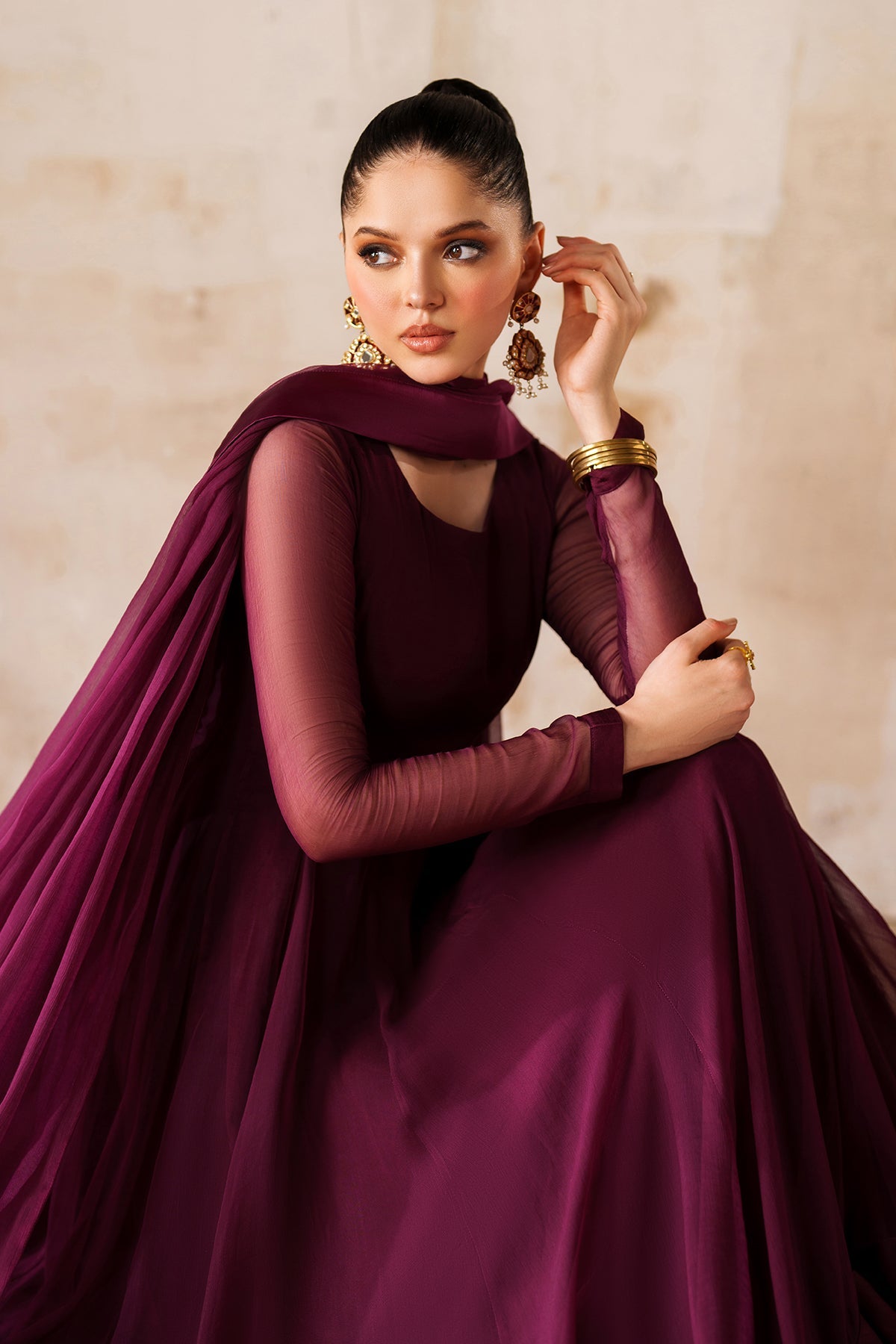 EMBROIDERED CHIFFON EN-1218