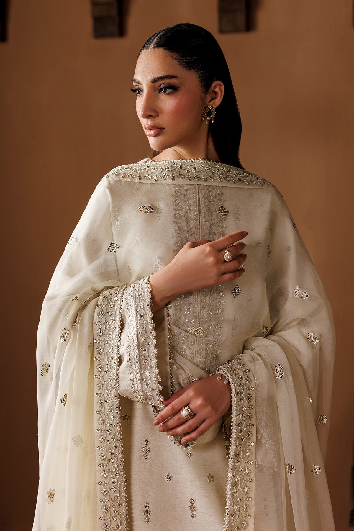 EMBROIDERED RAW SILK UF-4434
