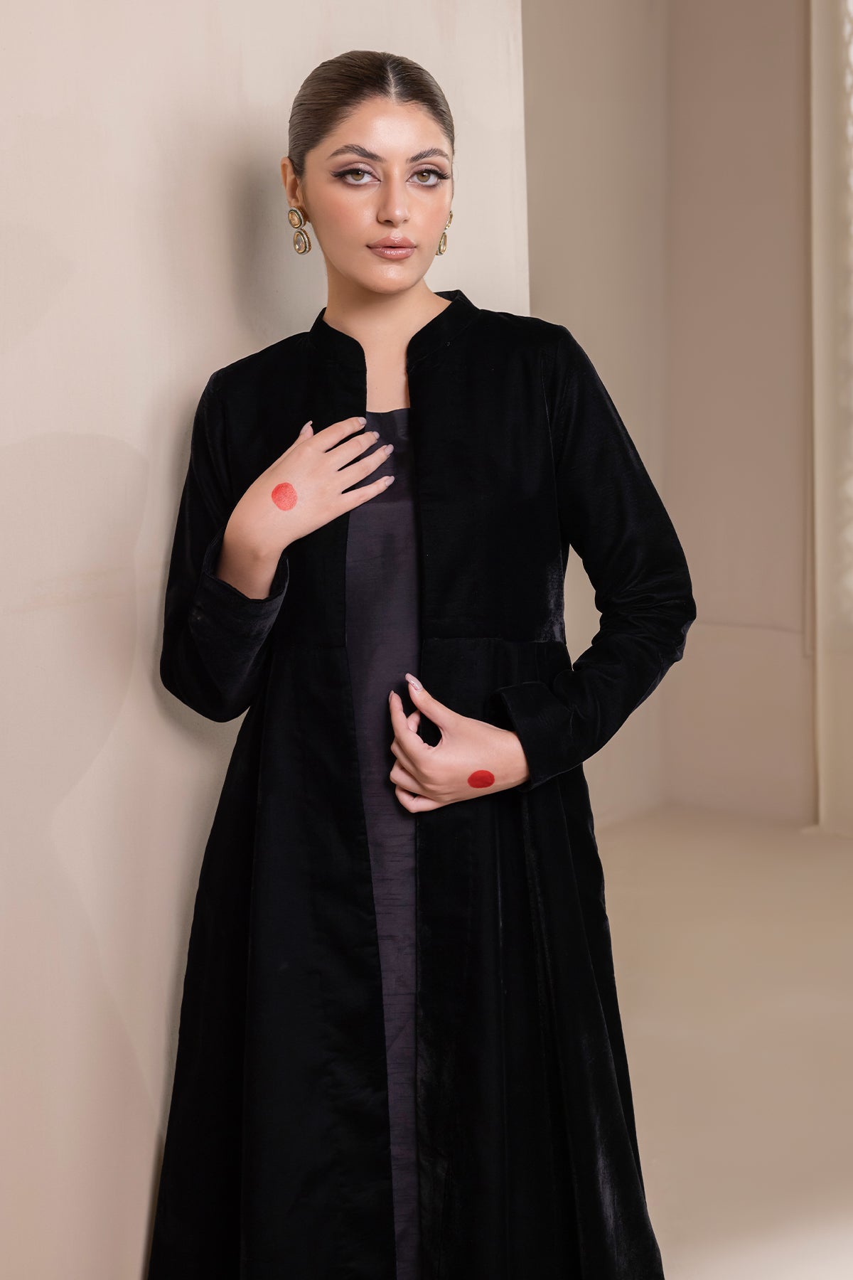 SOLID VELVET FROCK PR-854