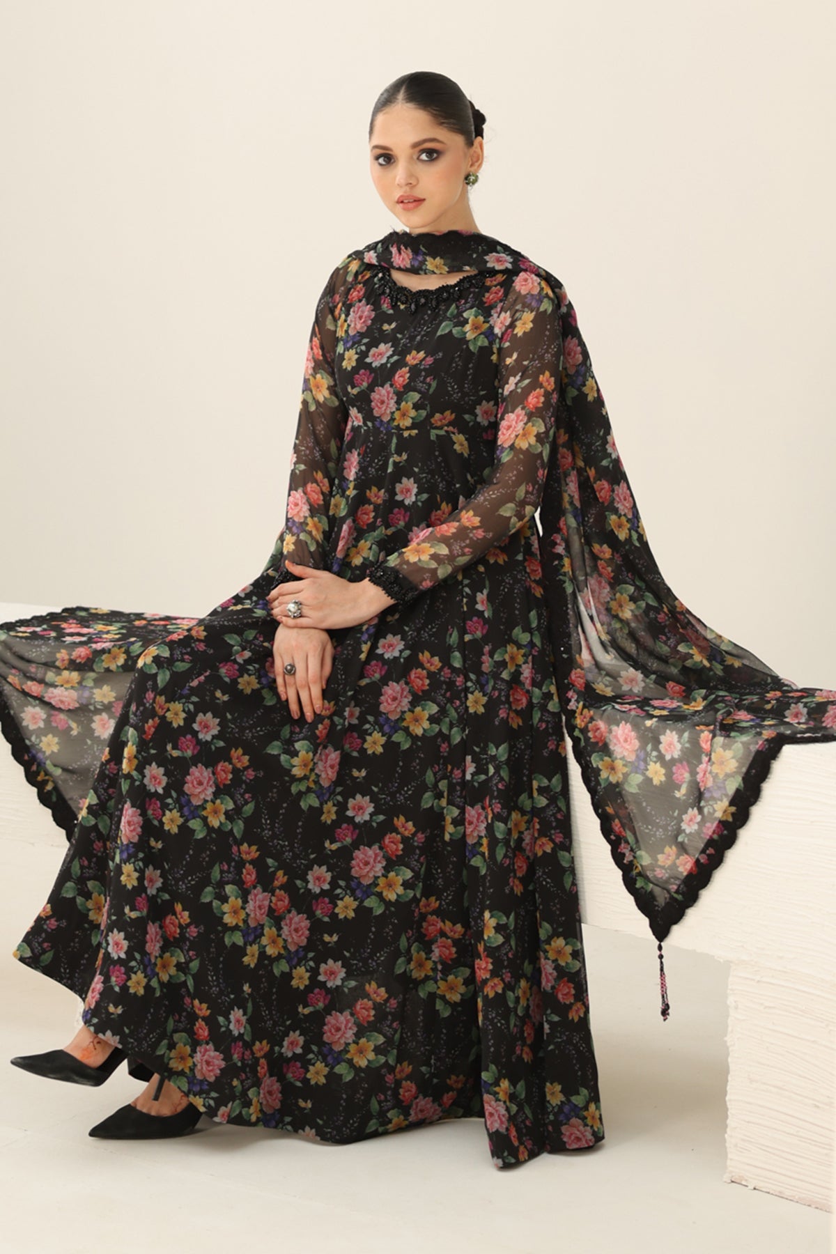 EMBROIDERED CHIFFON PR-1158