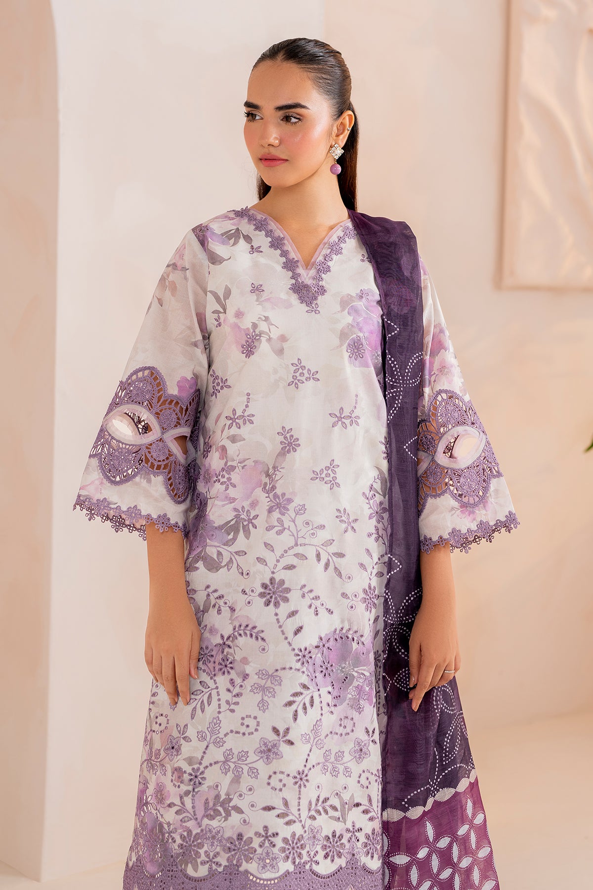 EMBROIDERED PRINTED LAWN UF-713