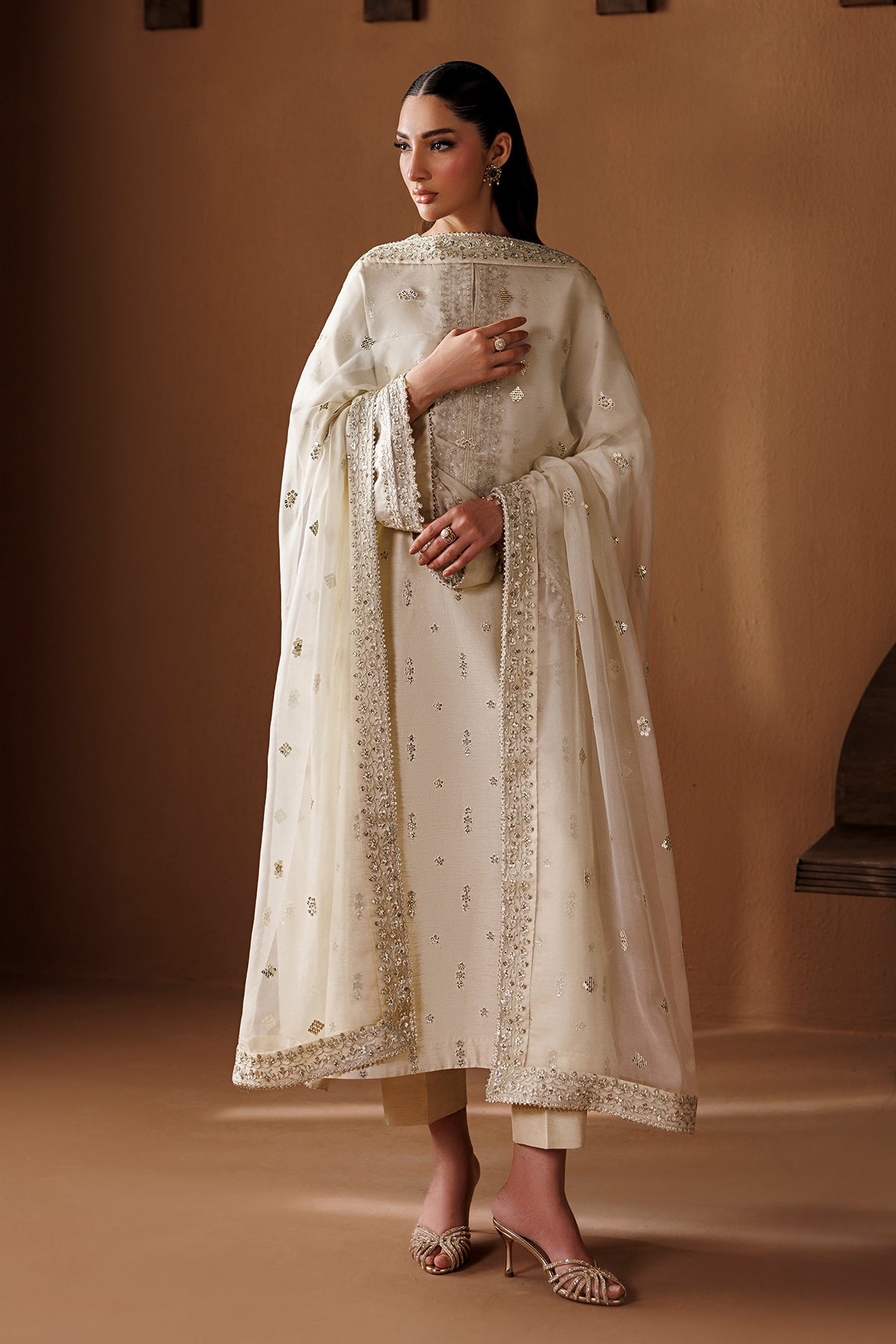 EMBROIDERED RAW SILK UF-4434