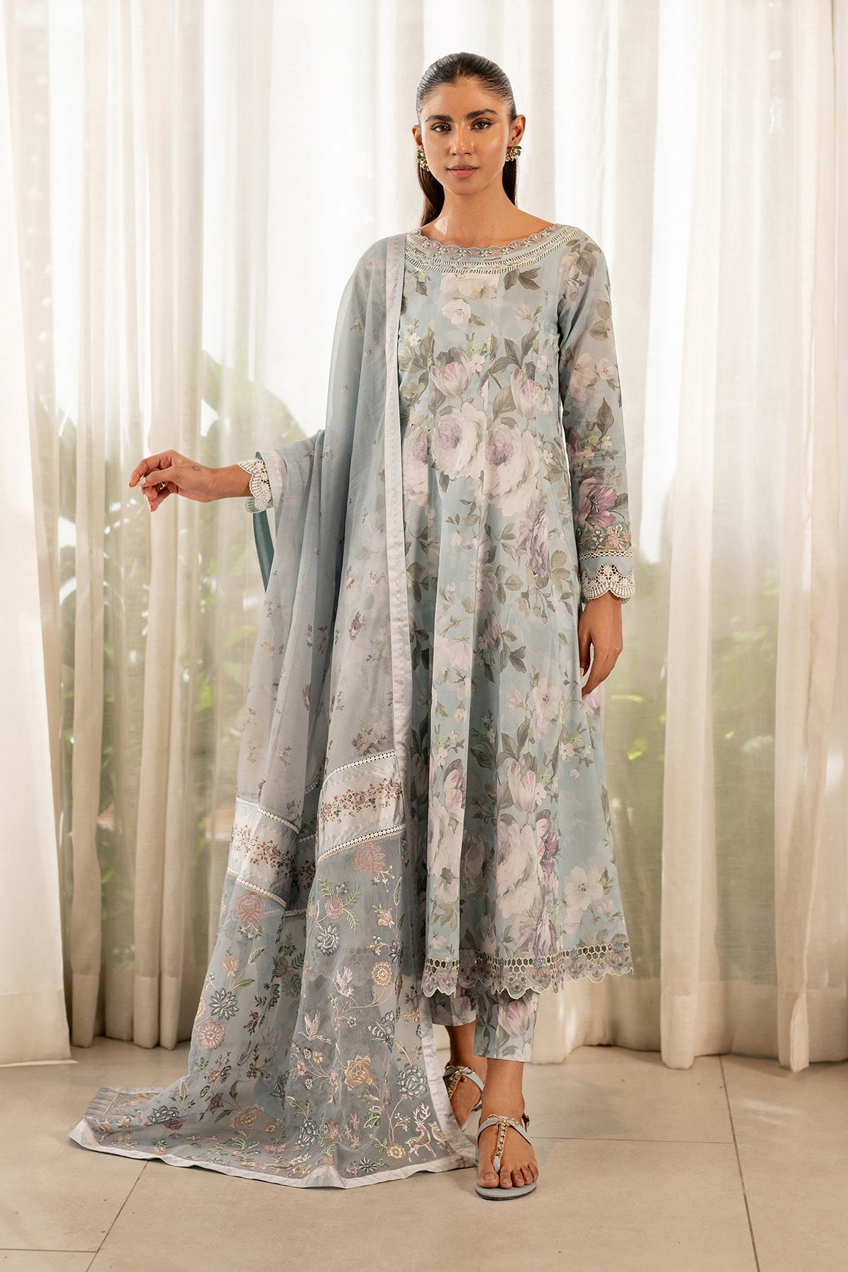 EMBROIDERED PRINTED LAWN SF-4103