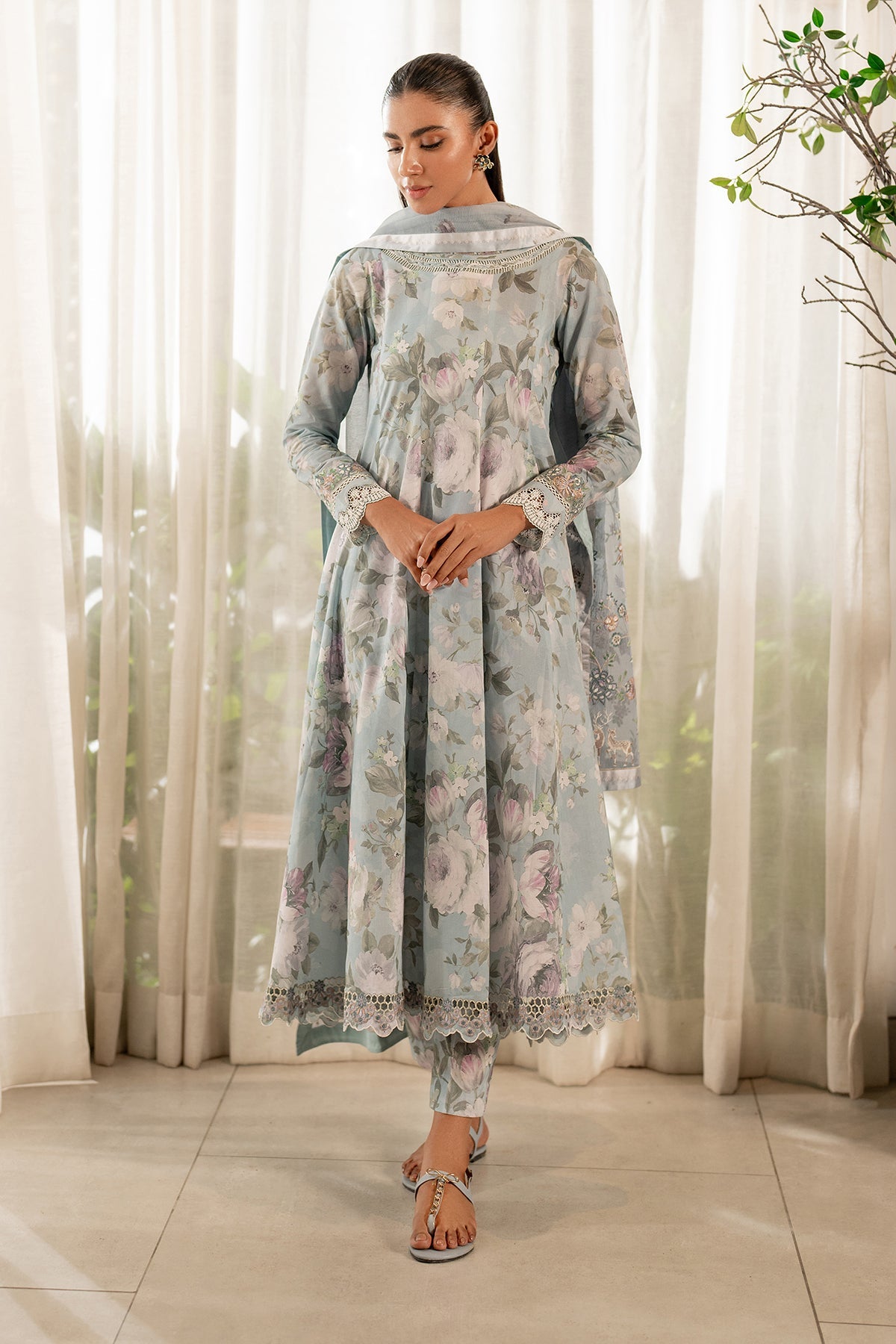 EMBROIDERED PRINTED LAWN SF-4103