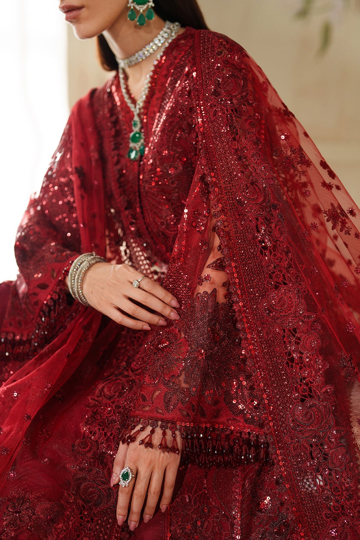 EMBROIDERED NET CH14-01 STITCHED