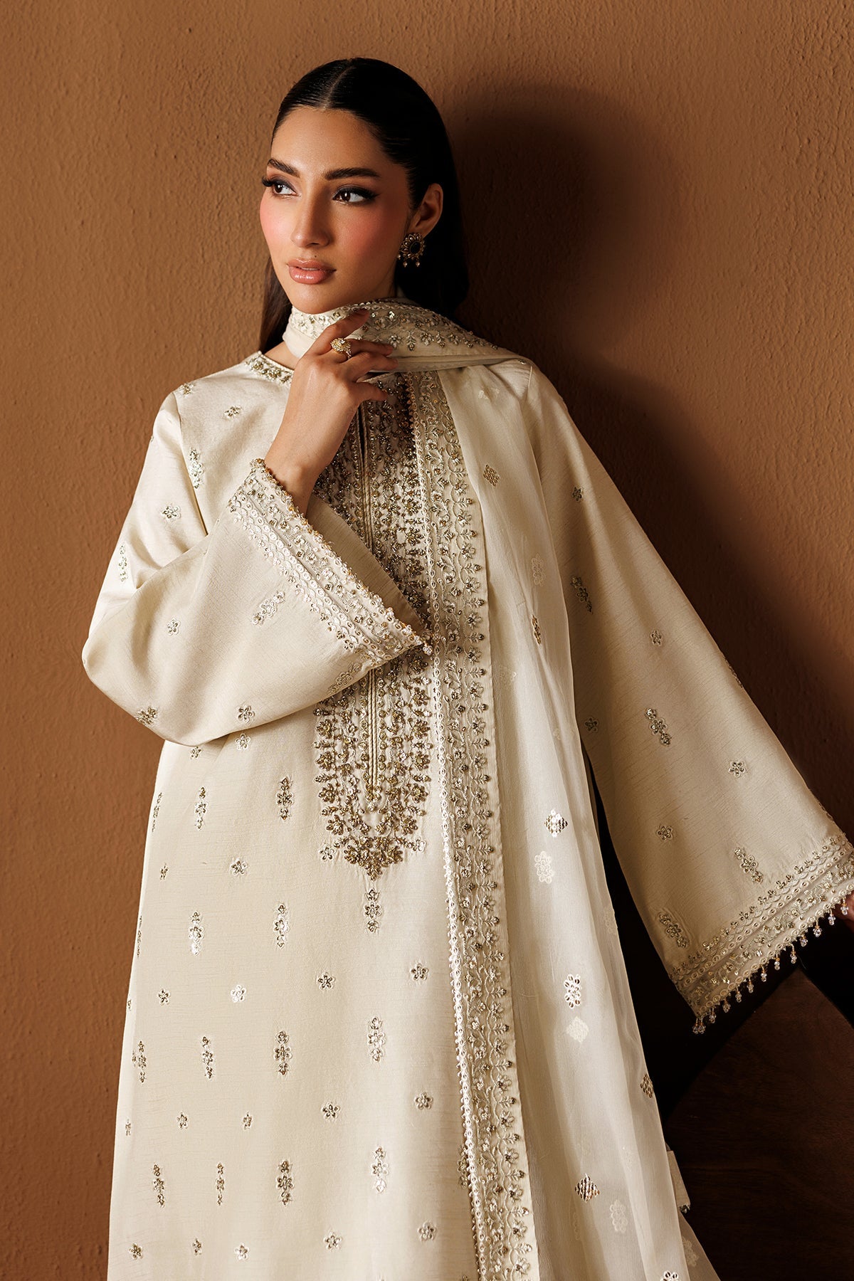 EMBROIDERED RAW SILK UF-4434