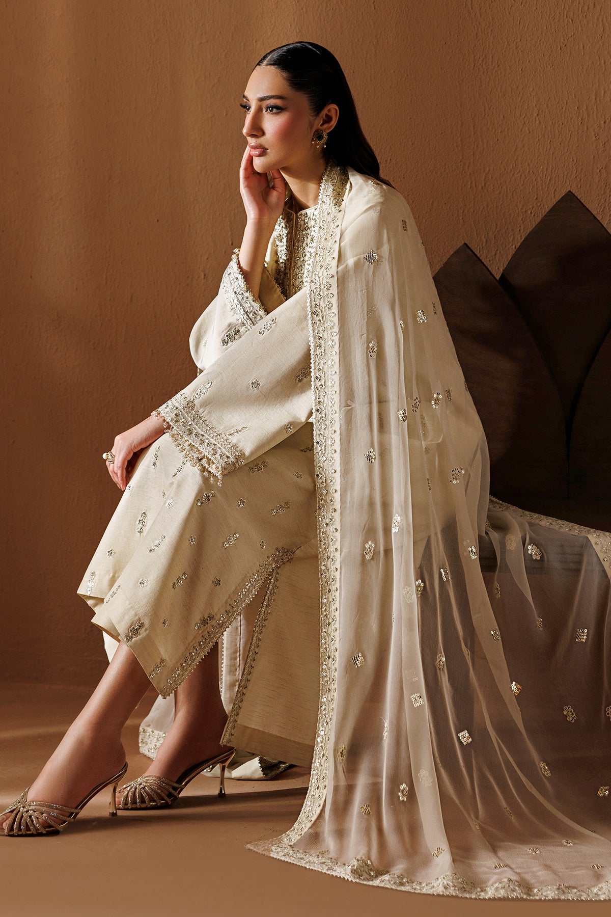 EMBROIDERED RAW SILK UF-4434