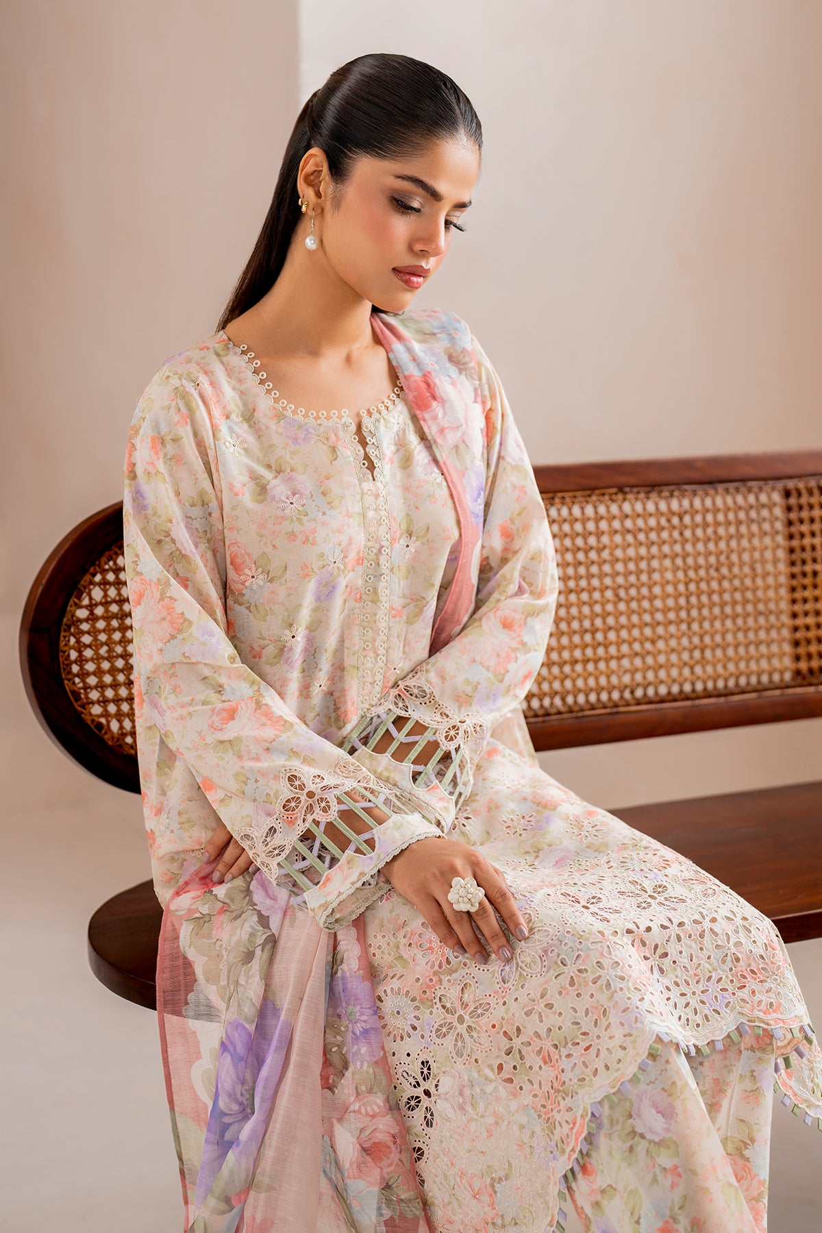 EMBROIDERED PRINTED LAWN UF-718