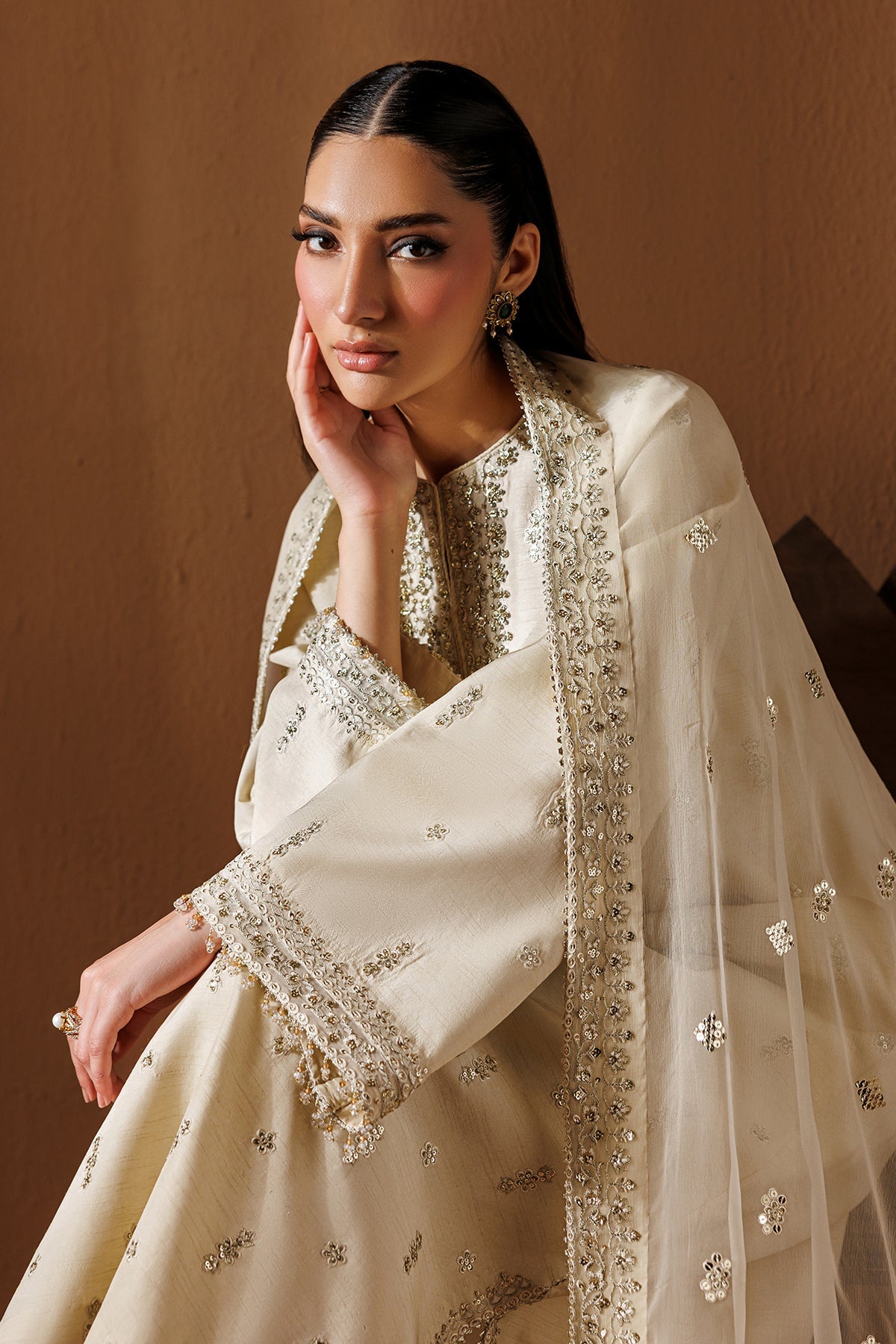 EMBROIDERED RAW SILK UF-4434