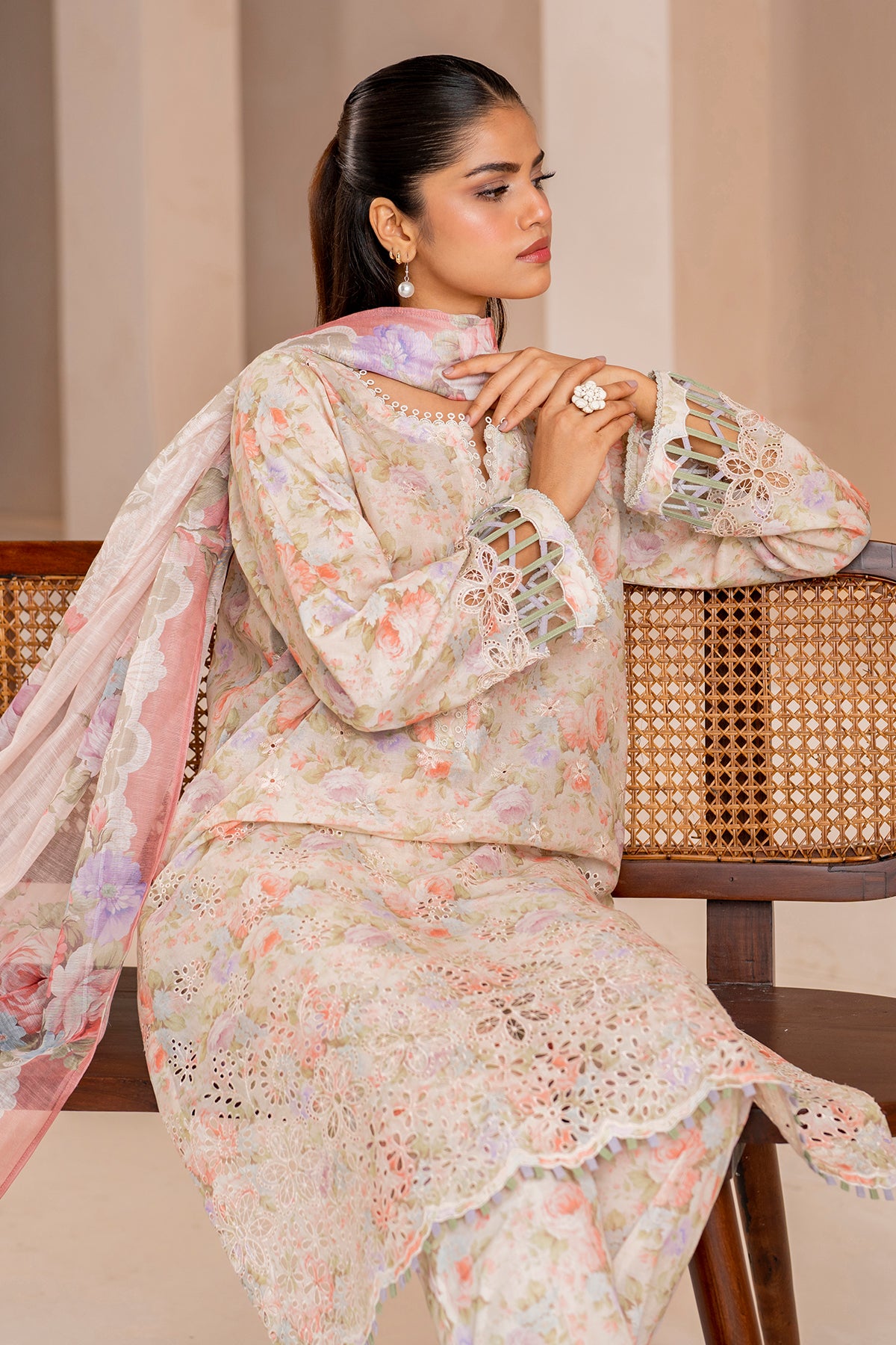 EMBROIDERED PRINTED LAWN UF-718