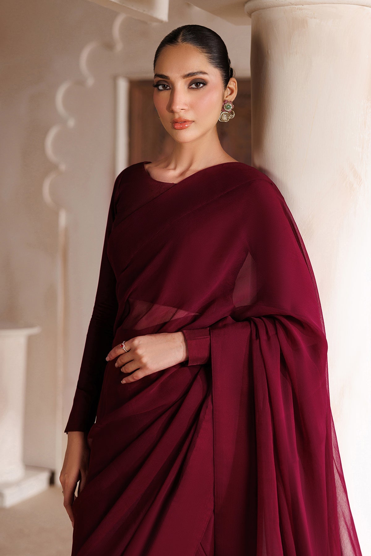 EMBROIDERED CHIFFON SAREE EN-1395