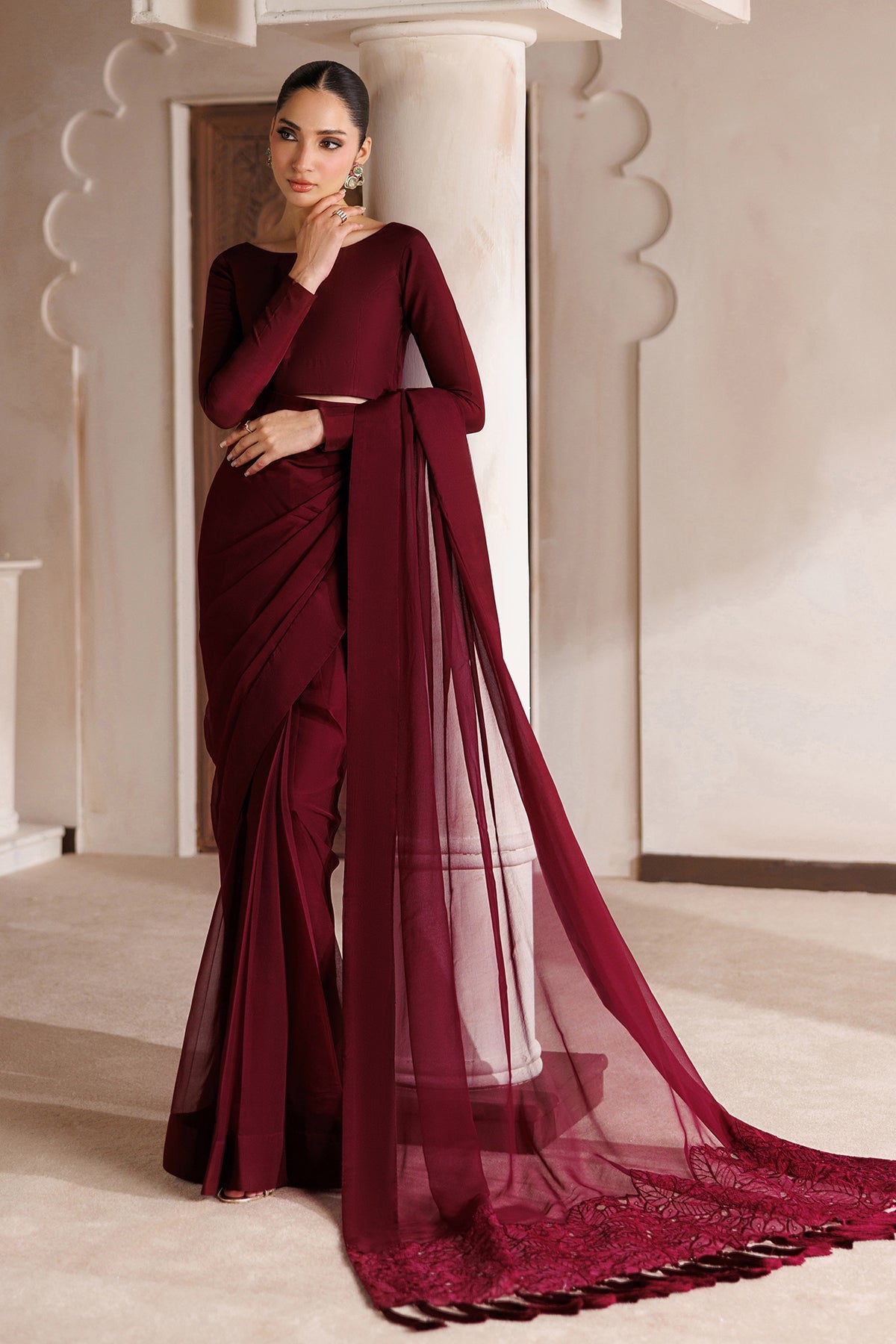 EMBROIDERED CHIFFON SAREE EN-1395