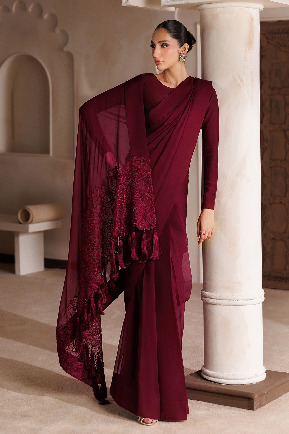 EMBROIDERED CHIFFON SAREE EN-1395