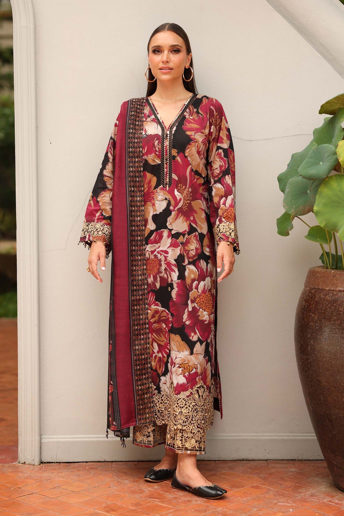 EMBROIDERED PRINTED LAWN SF-4255