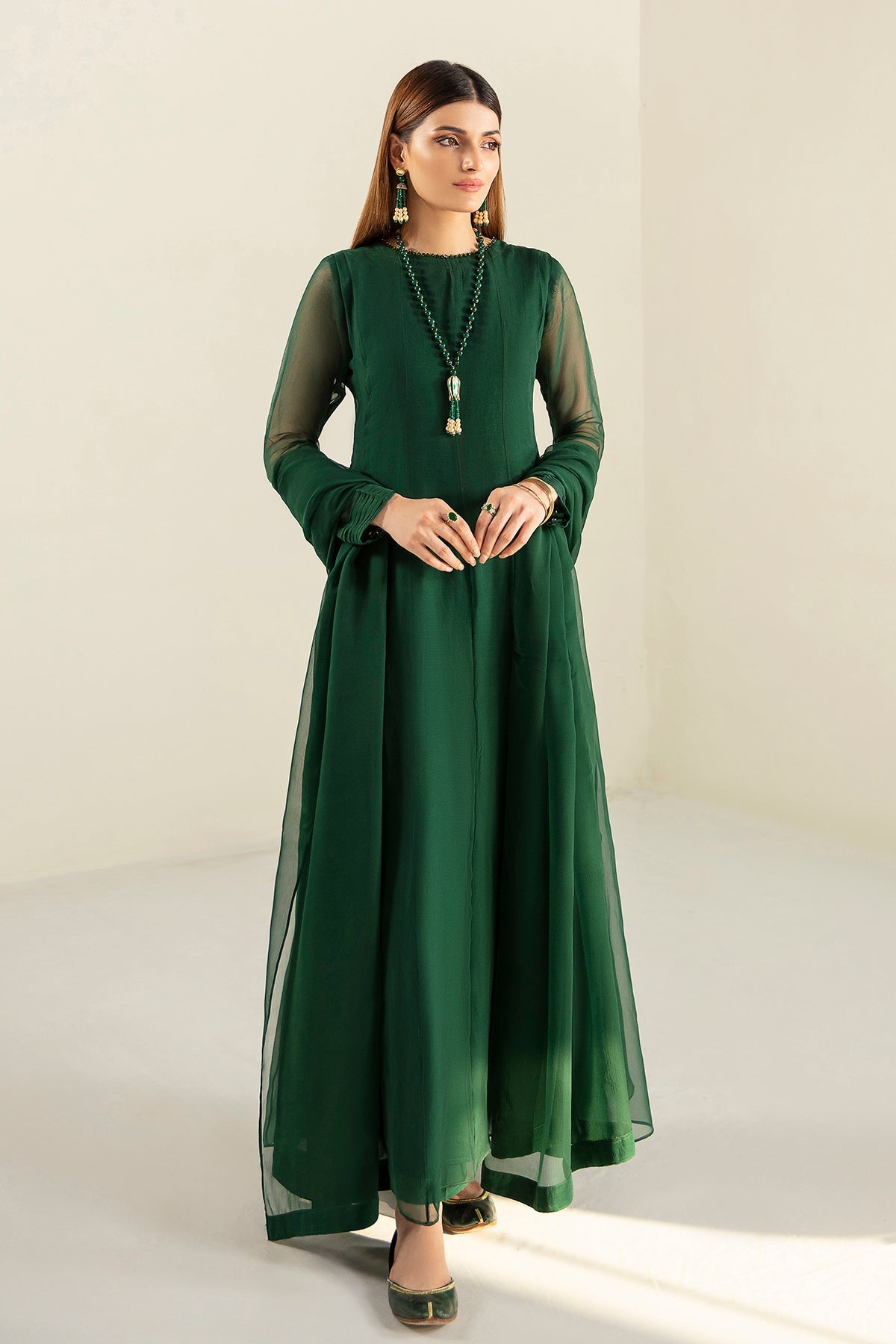 Simple Crinkle Chiffon Dresses Pakistani PLAIN CHIFFON FROCK PR-581