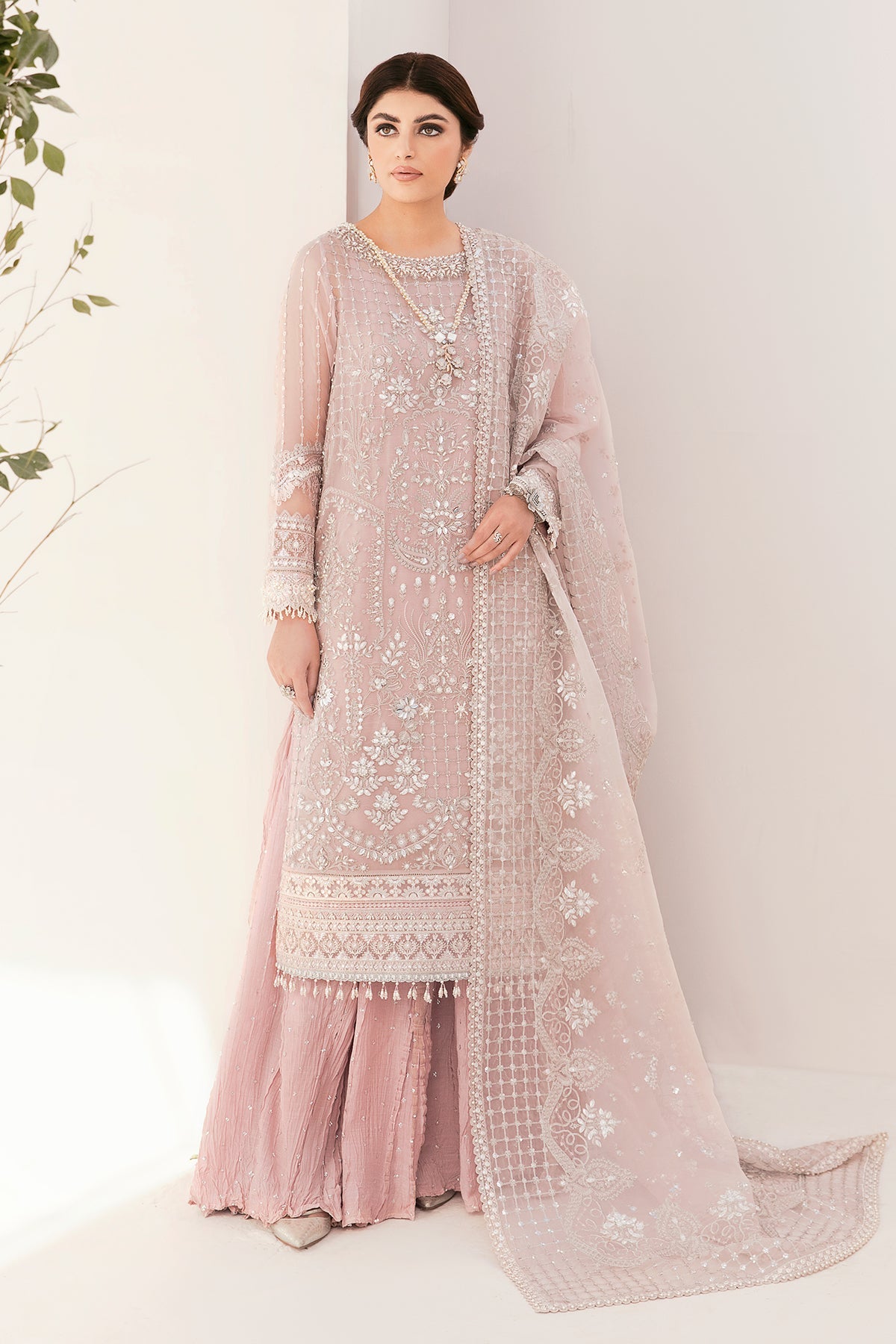 white christmas dresses Gulwarun Ready to Wear Chiffon Embroidered Dress G08 – The Zaibai