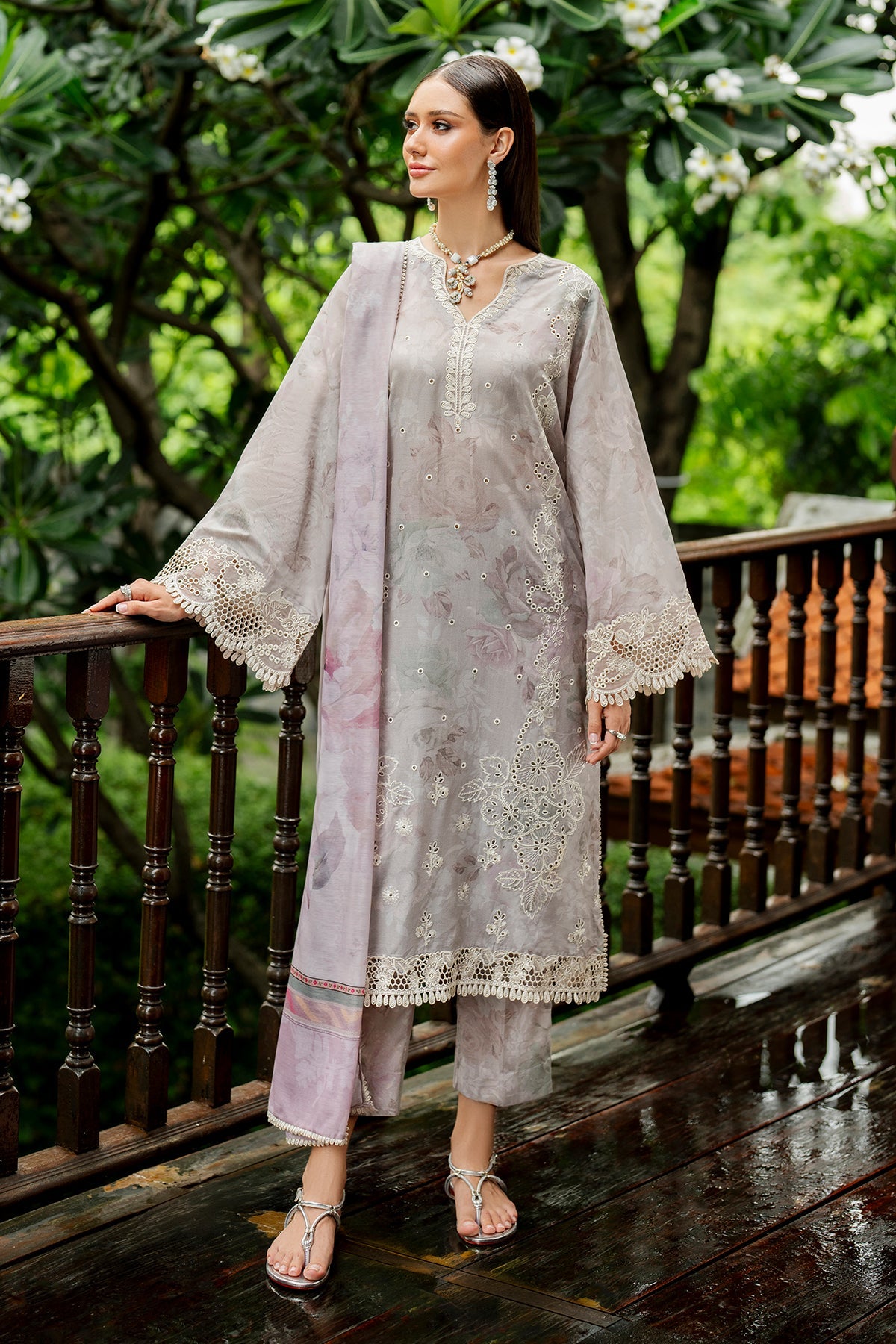 EMBROIDERED PRINTED LAWN UF-4267