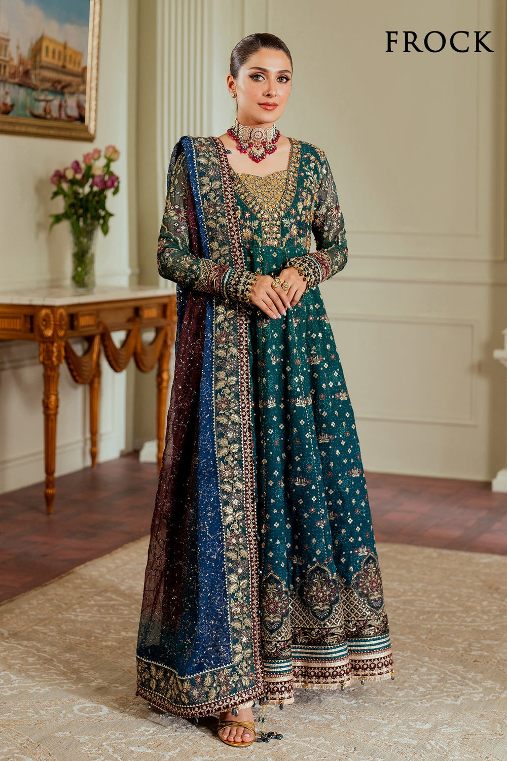 3 Piece Stitched Chiffon Embroidery Dress - Ready To Wear main image 1
