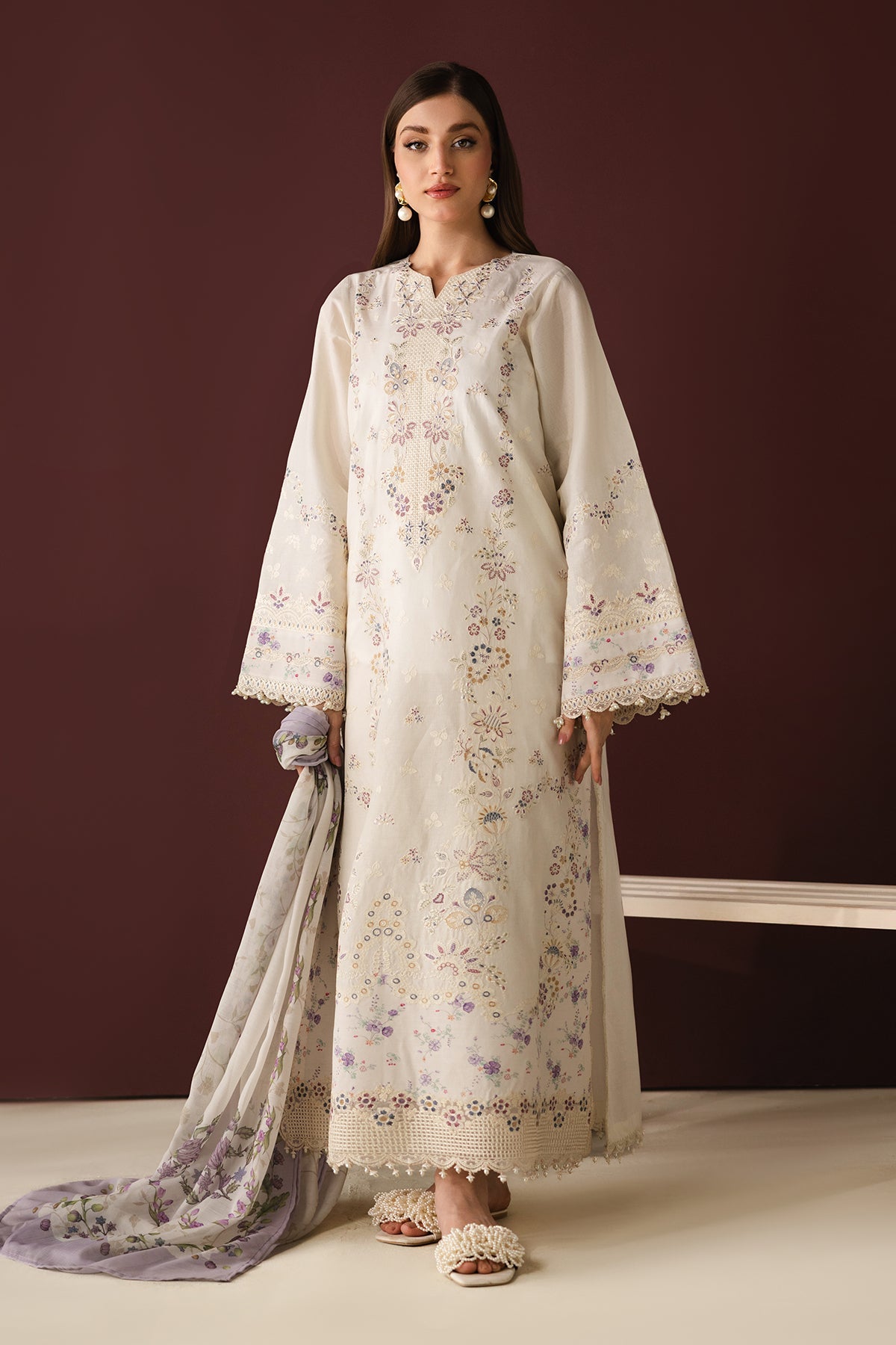 EMBROIDERED JACQUARD LAWN UF-4433