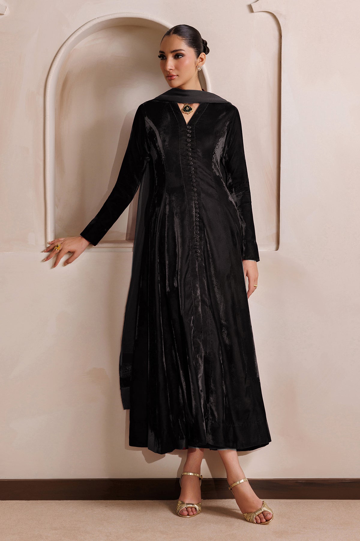 PLAN VELVET FROCK EN-1389