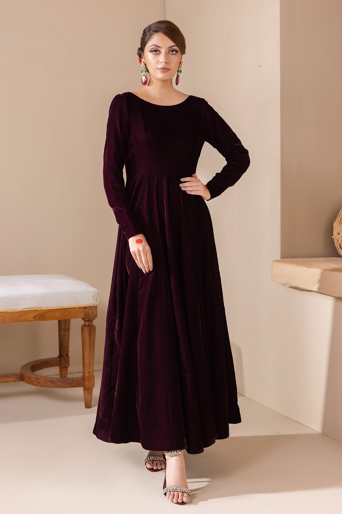 Buy Wine Color Simple Gown Design For Girls | Up To 50% Off