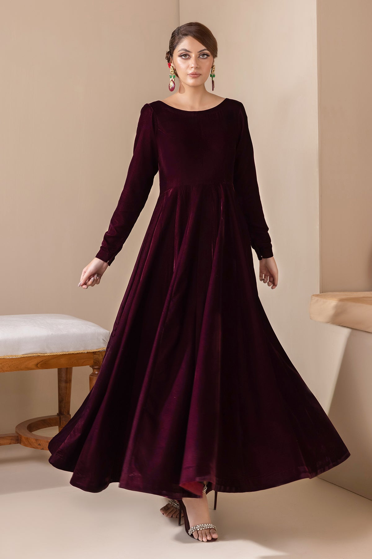 SOLID VELVET FROCK PR 854