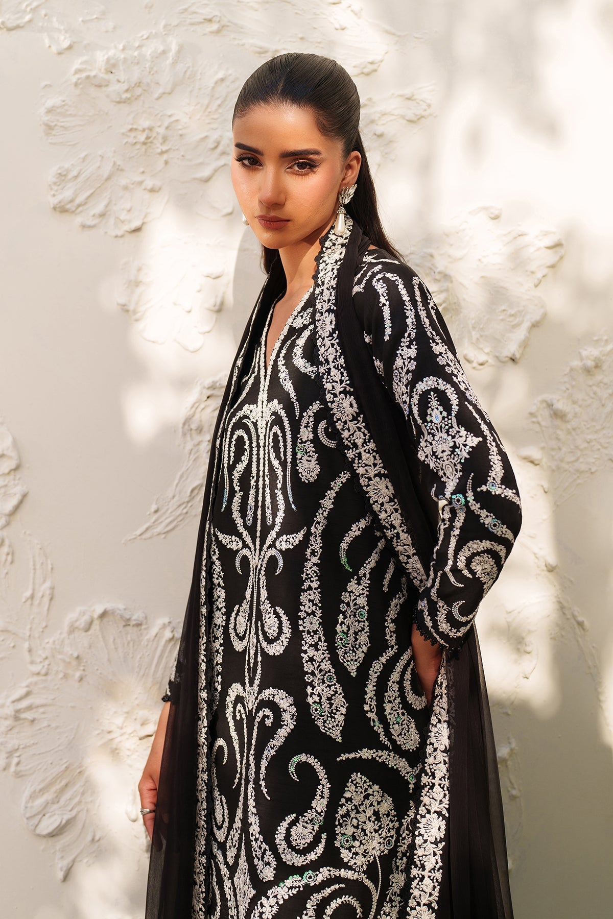 EMBROIDERED RAW SILK UF-4381
