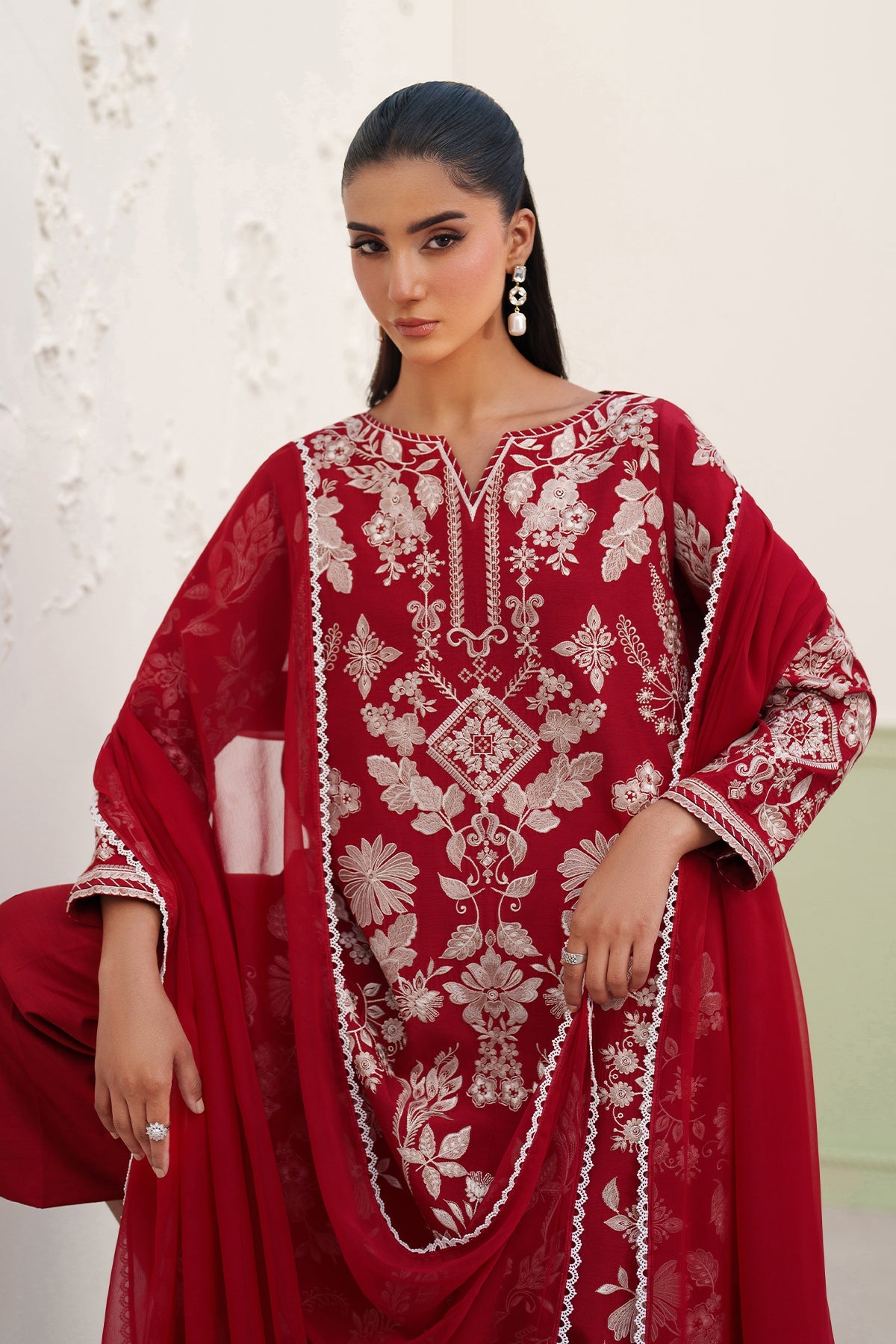 EMBROIDERED RAW SILK UF-4386